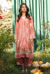DA-2130 RUST 2PCS  EMBROIDERED KURTA WITH TROUSER